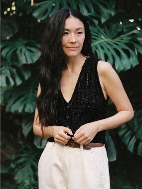 Ozma Caro Knit Vest Organic Cotton Boucle Black Medium